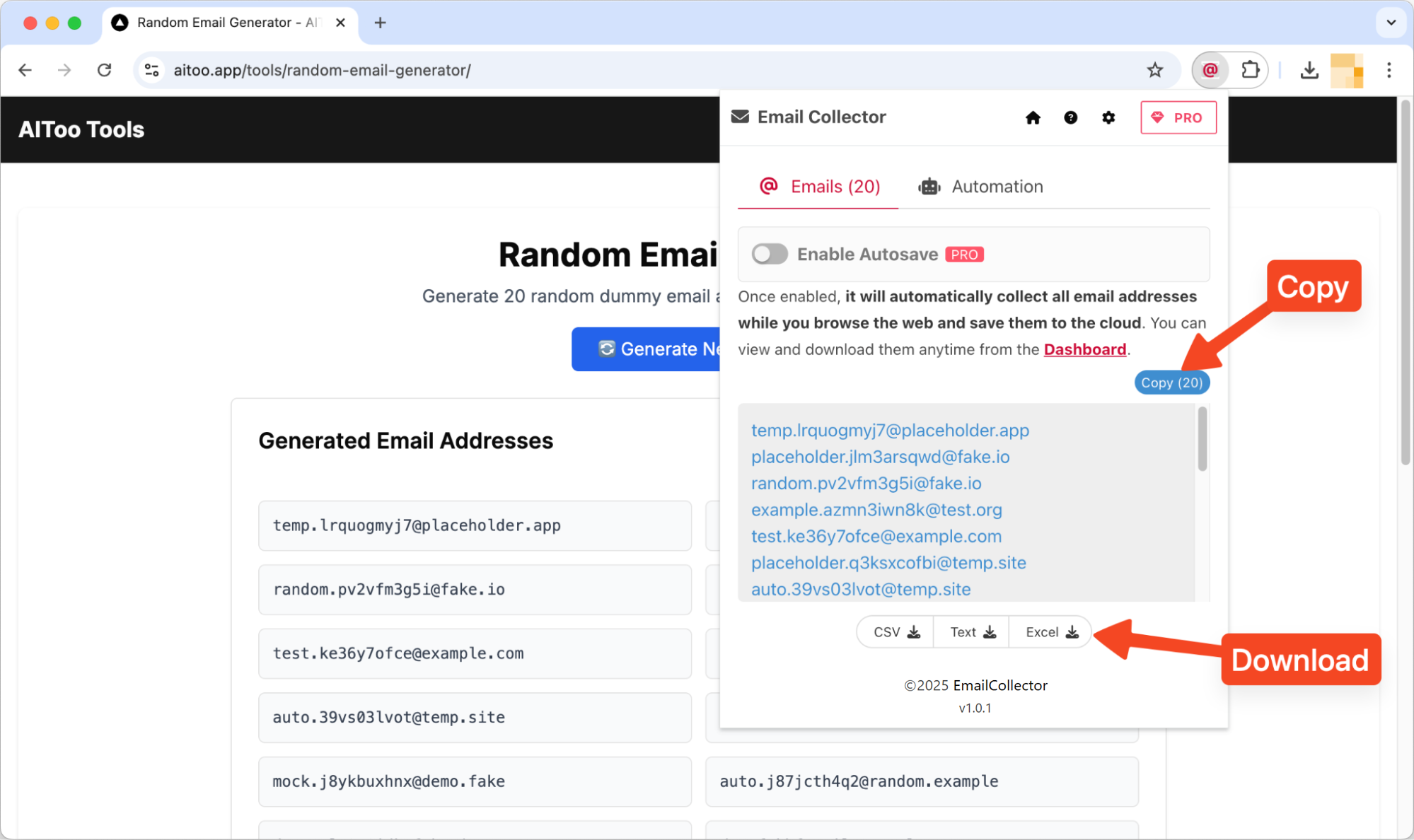 Main interface with email list